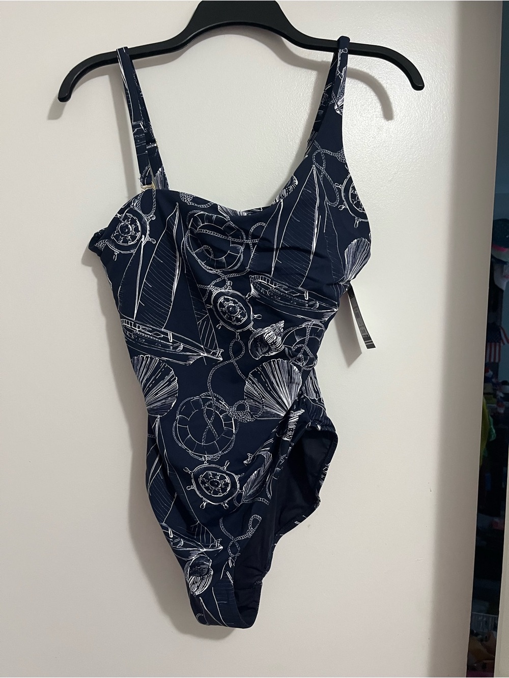 Nautica Navy and White Printed One-Piece
